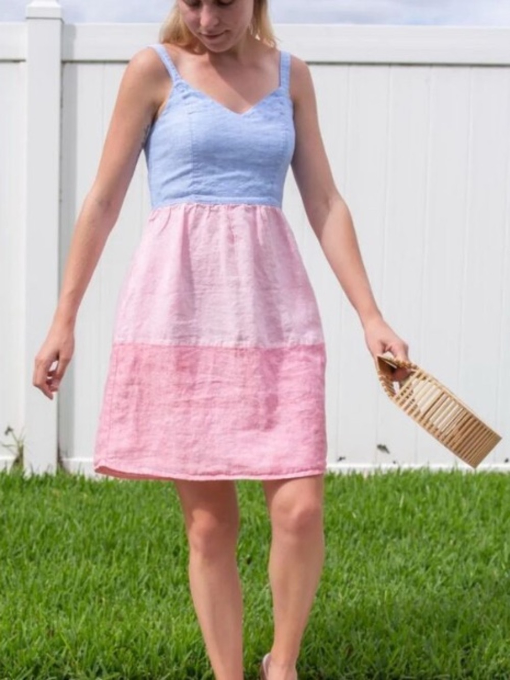 Cynthia Rowley Neutral Linen Dress with Gold Label